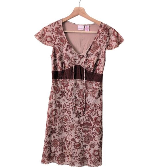 Vintage Y2K Babydoll Dress Brown Xhilaration Small Earthy Fairycore Rachel Green - Picture 1 of 8